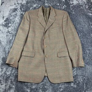 Coppley Ermenegildo Zegna 100% Wool Blazer Men's L/XL Three Button Plaid Brown